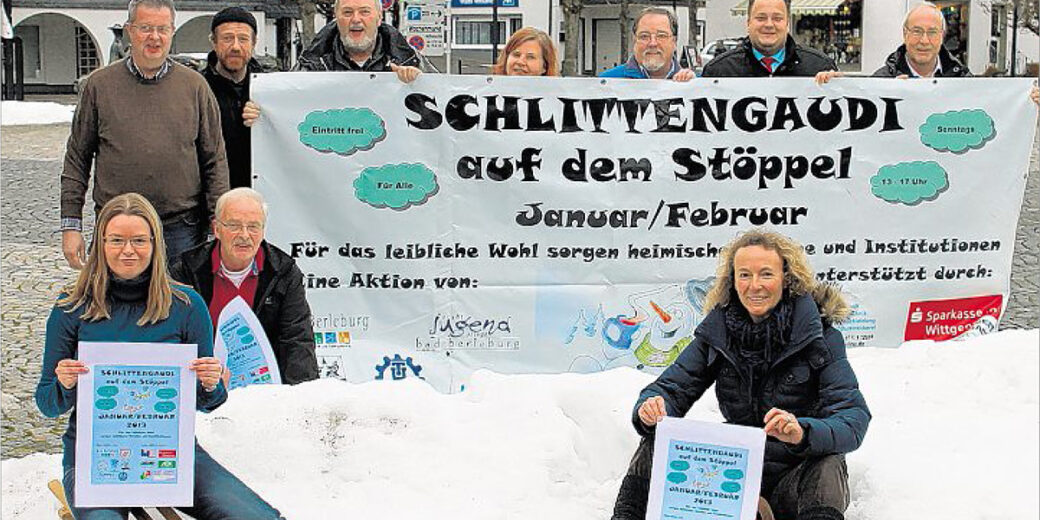 Schlittengaudi auf dem Stöppel steigt wieder. (SZ-Foto: Holger Weber)