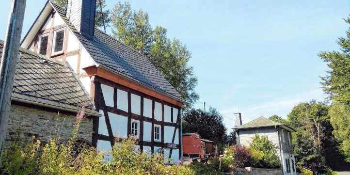 Backhaus im Vordergrund mit dem Quellhaus: Der Verkehrs- und Heimatverein kümmert sich seit 22 Jahren um die Anlage. (SZ-Foto: Christian Völkel)